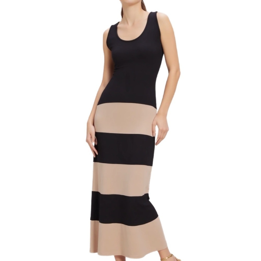 Velvet Torch Y2K Black and Tan Sleeveless Sheath Maxi Dress Size Small